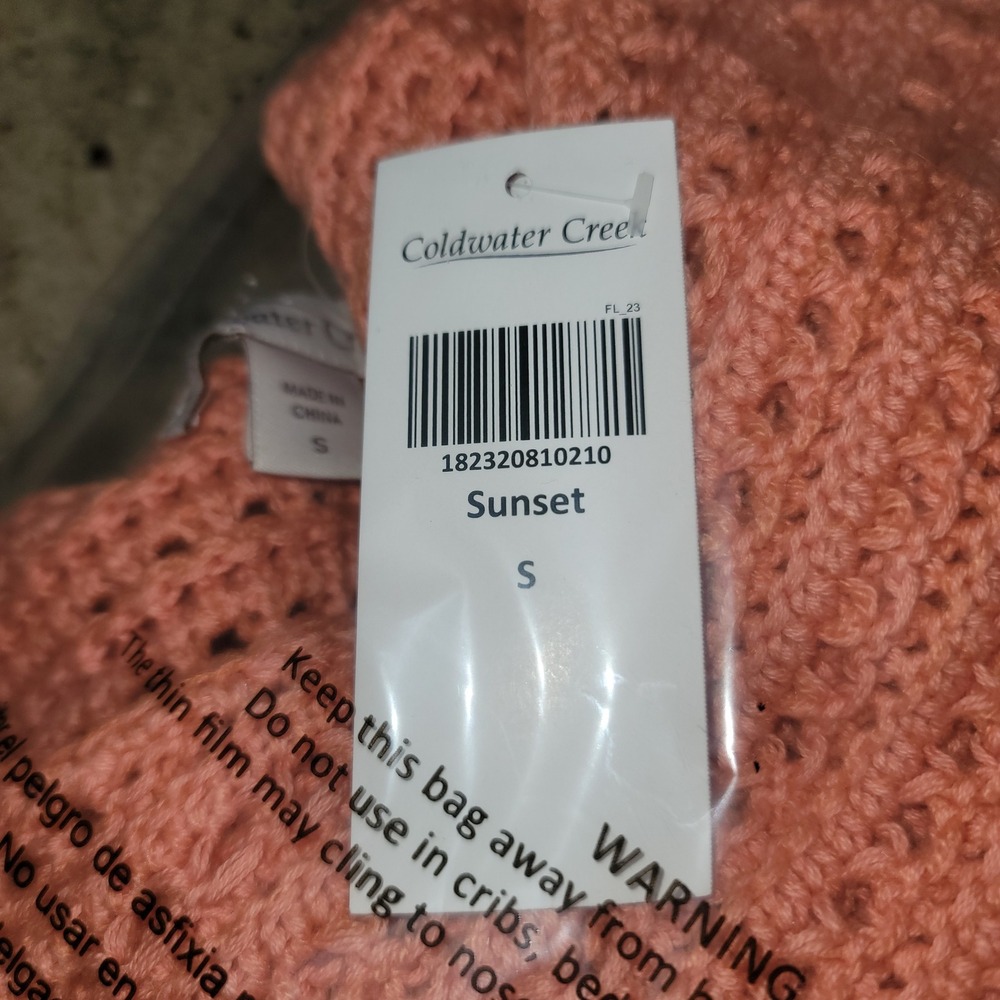 Coldwater Creek Boxy Open-Knit Cottage Boho Coastal Fisherman Sweater S Beach - Picture 7 of 8